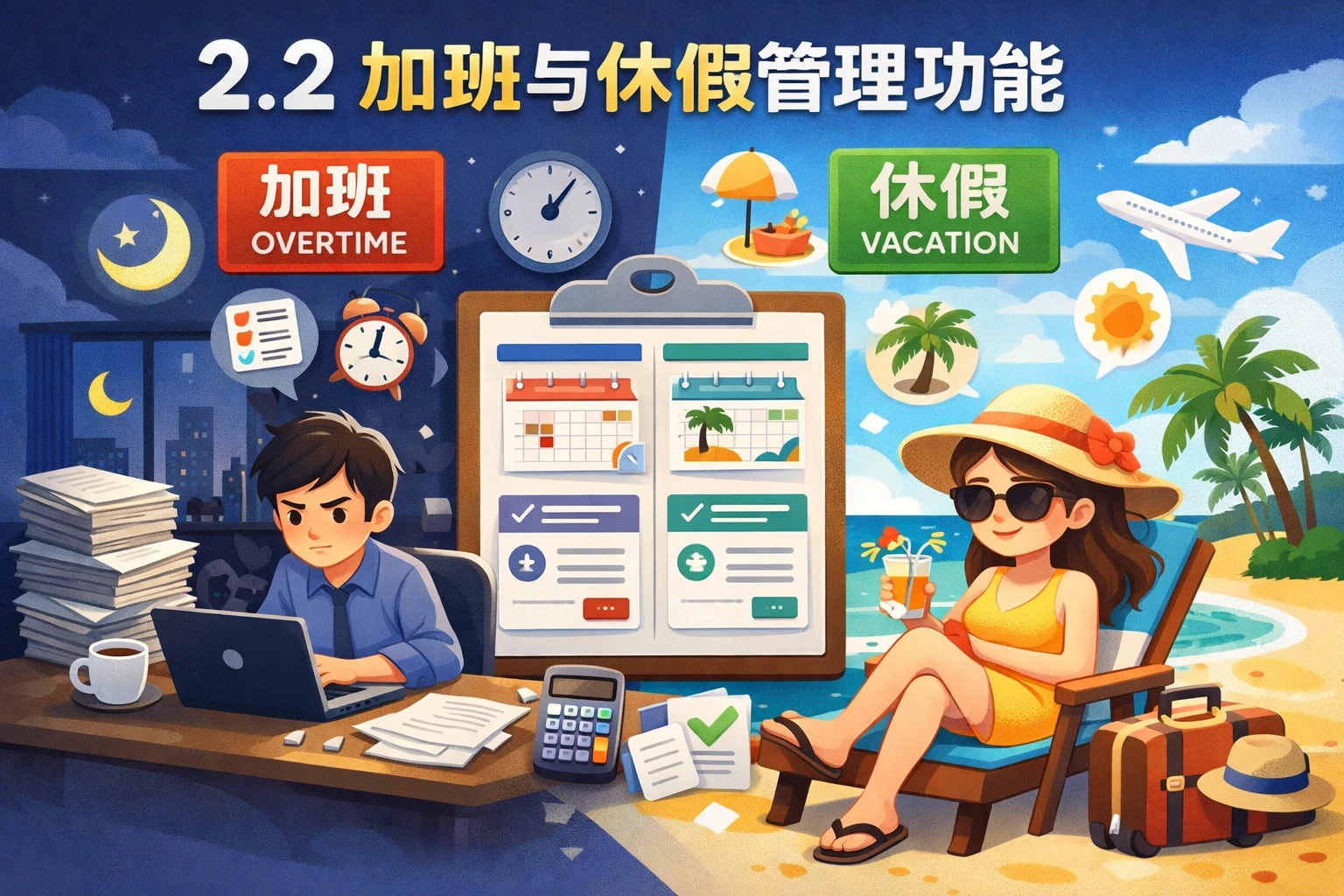 2.2 加班与休假管理功能
