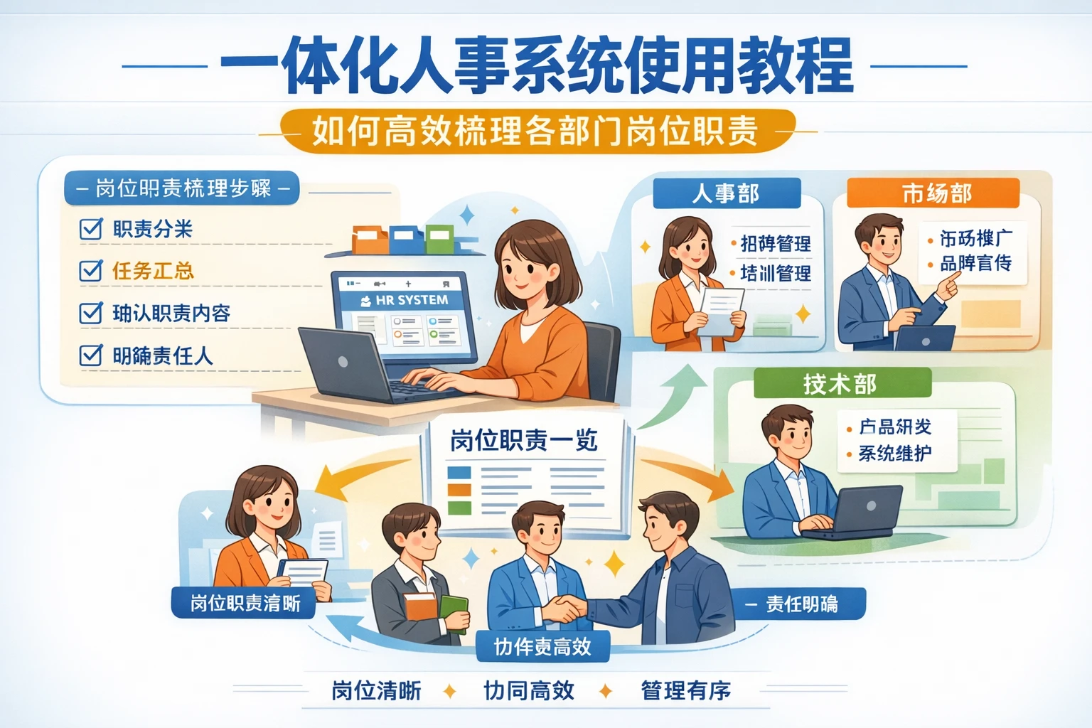 一体化人事系统使用教程:如何高效梳理各部门岗位职责
