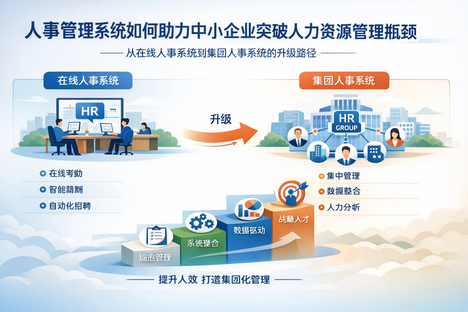 人事管理系统如何助力中小企业突破人力资源管理瓶颈——从在线人事系统到集团人事系统的升级路径