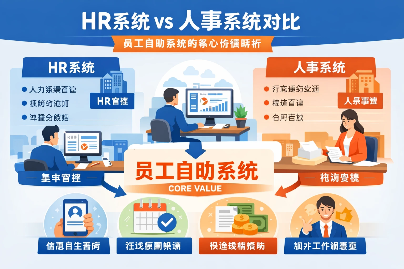 HR系统与人事系统对比：员工自助系统的核心价值解析