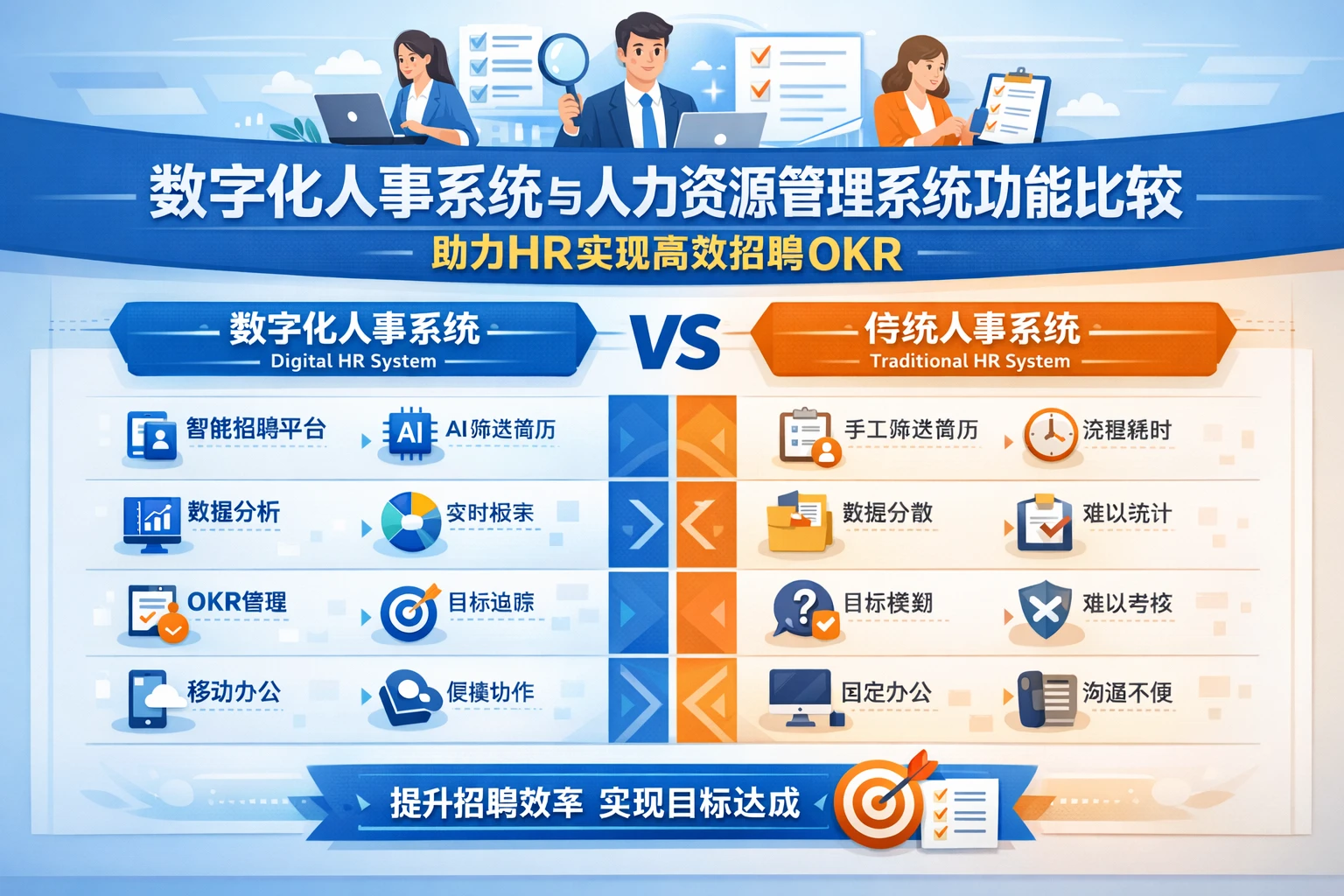 数字化人事系统与人力资源管理系统功能比较：助力HR实现高效招聘OKR