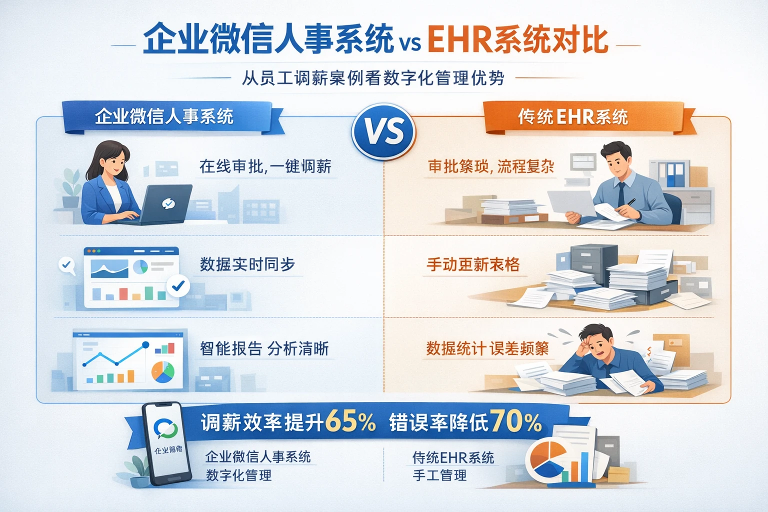 企业微信人事系统与EHR系统对比：从员工调薪案例看数字化管理优势