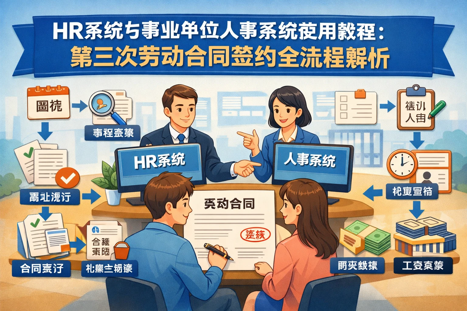 HR系统与事业单位人事系统使用教程:第三次劳动合同签约全流程解析