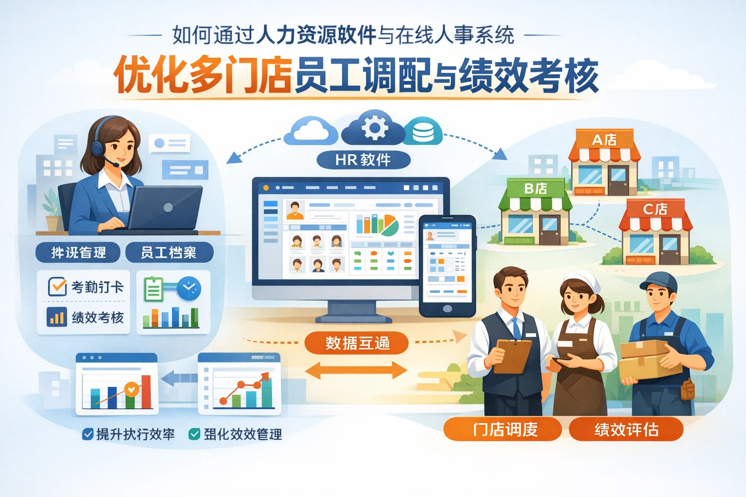 如何通过人力资源软件与在线人事系统优化多门店员工调配与绩效考核