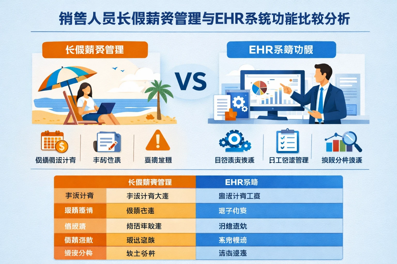 销售人员长假薪资管理与EHR系统功能比较分析