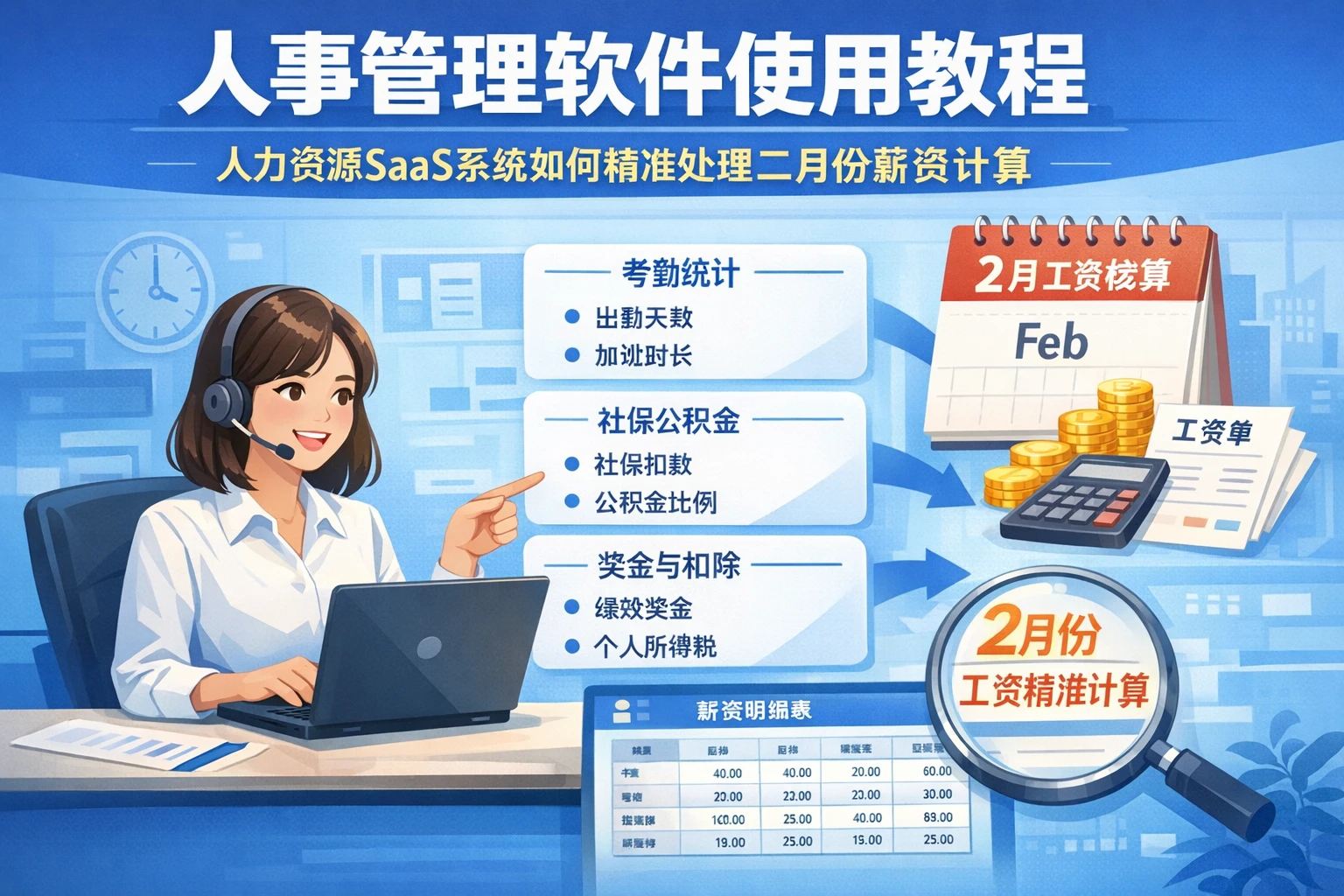 人事管理软件使用教程：人力资源SaaS系统如何精准处理二月份薪资计算