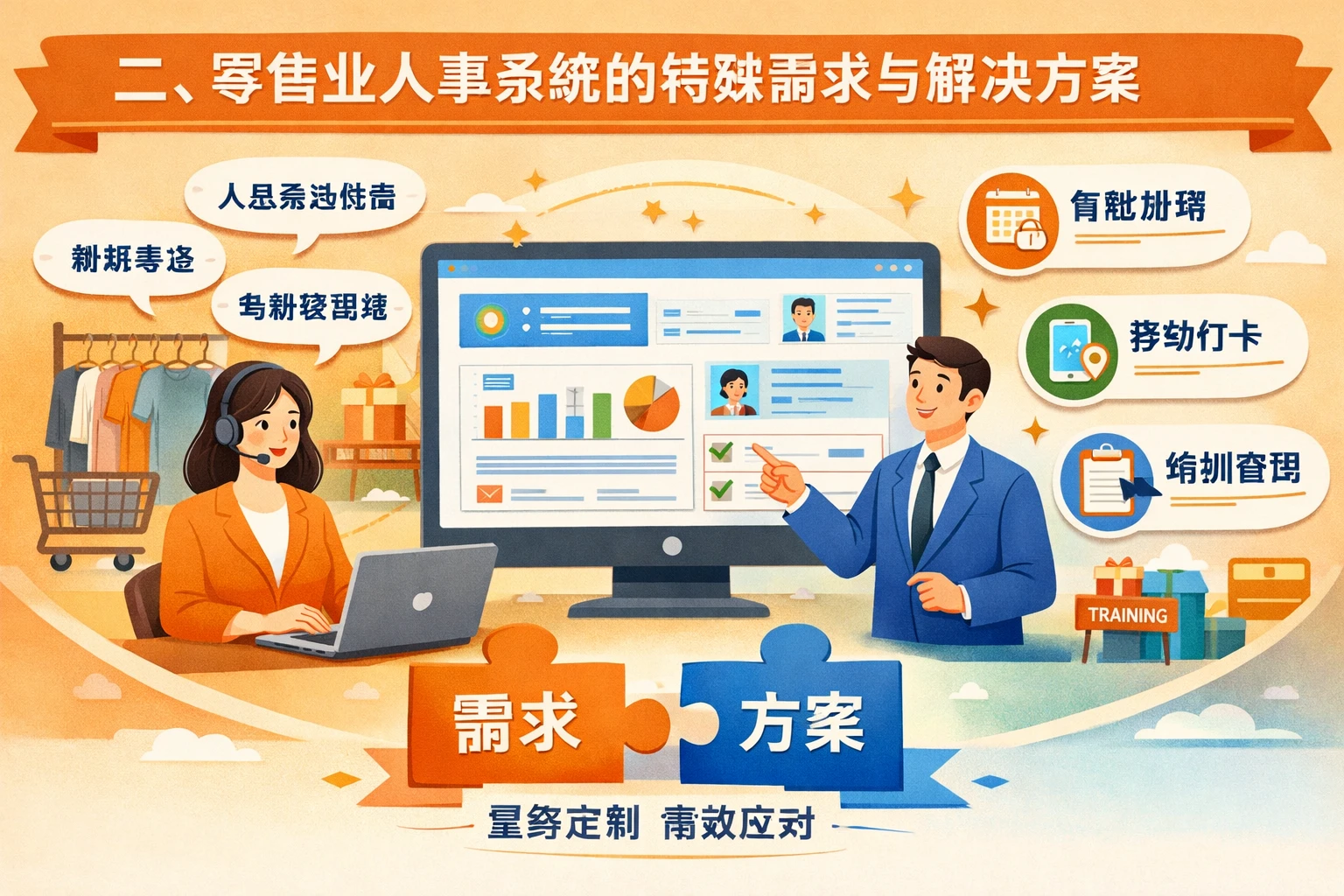 二、零售业人事系统的特殊需求与解决方案