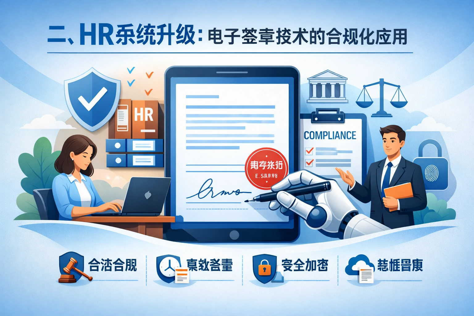 二、HR系统升级：电子签章技术的合规化应用