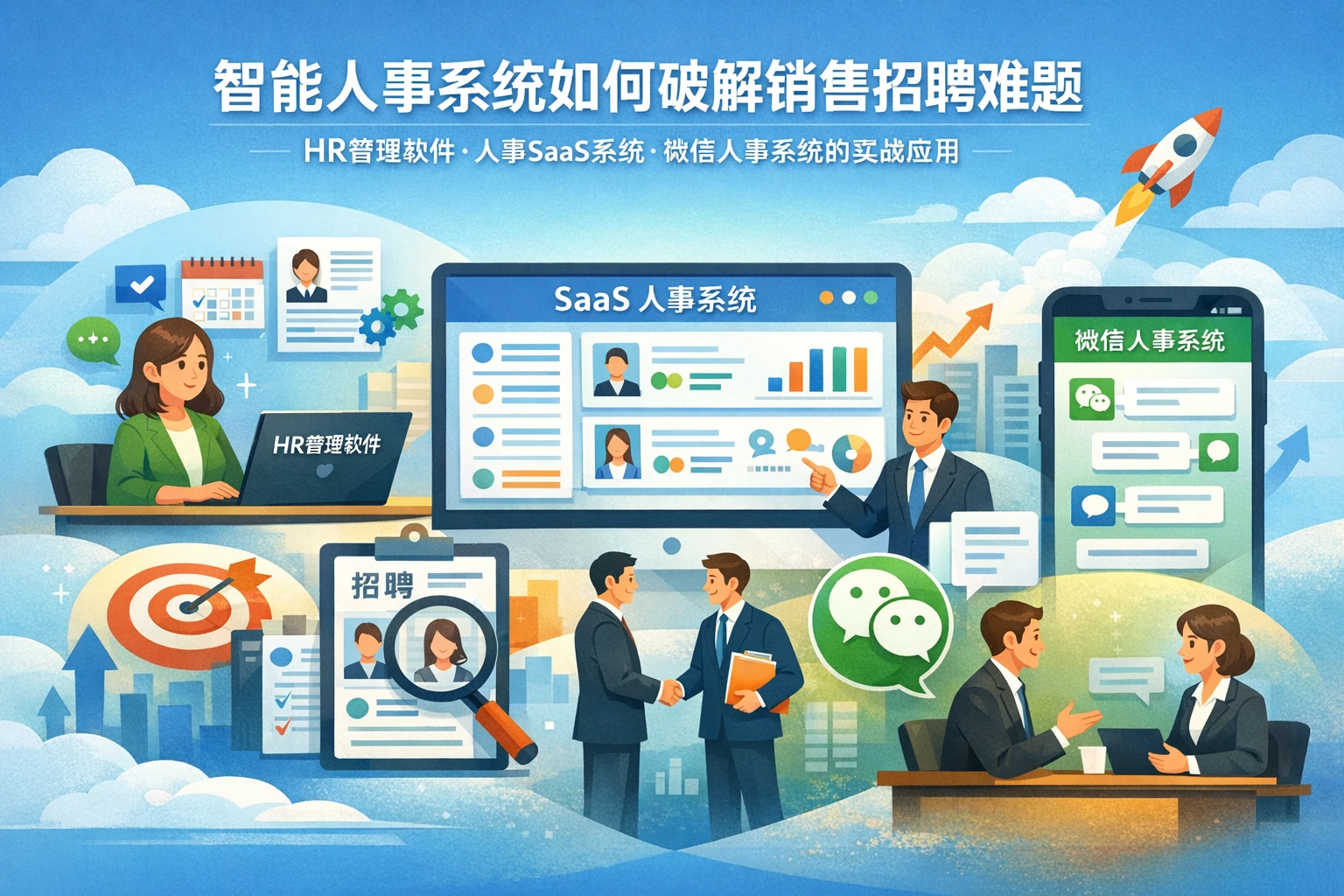 智能人事系统如何破解销售招聘难题：HR管理软件、人事SaaS系统与微信人事系统的实战应用