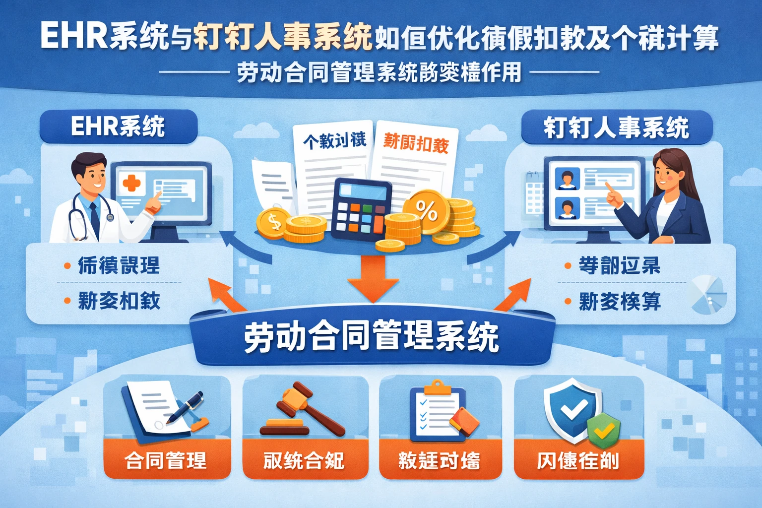 EHR系统与钉钉人事系统如何优化病假扣款及个税计算——劳动合同管理系统的关键作用