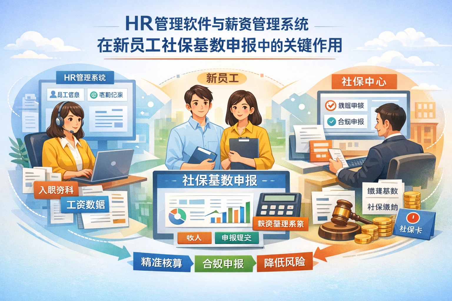 HR管理软件与薪资管理系统在新员工社保基数申报中的关键作用