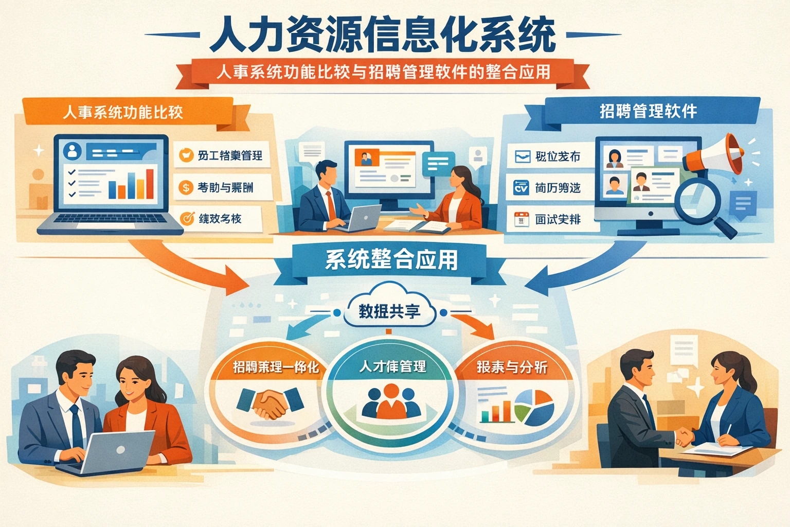 人力资源信息化系统:人事系统功能比较与招聘管理软件的整合应用
