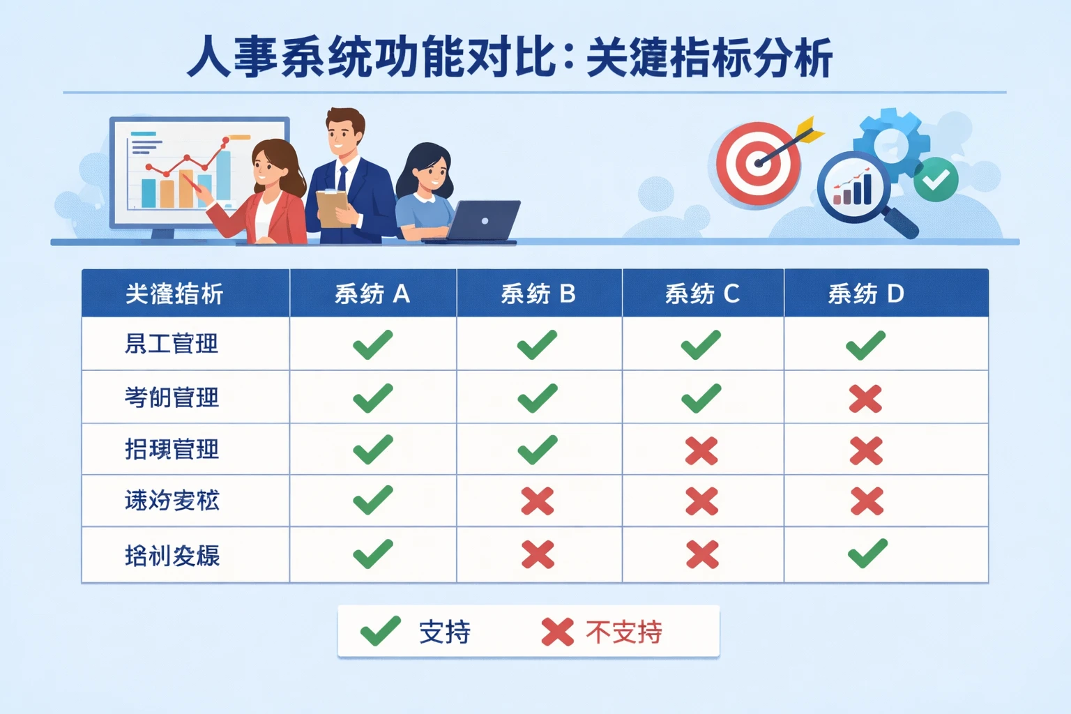 人事系统功能对比：关键指标分析