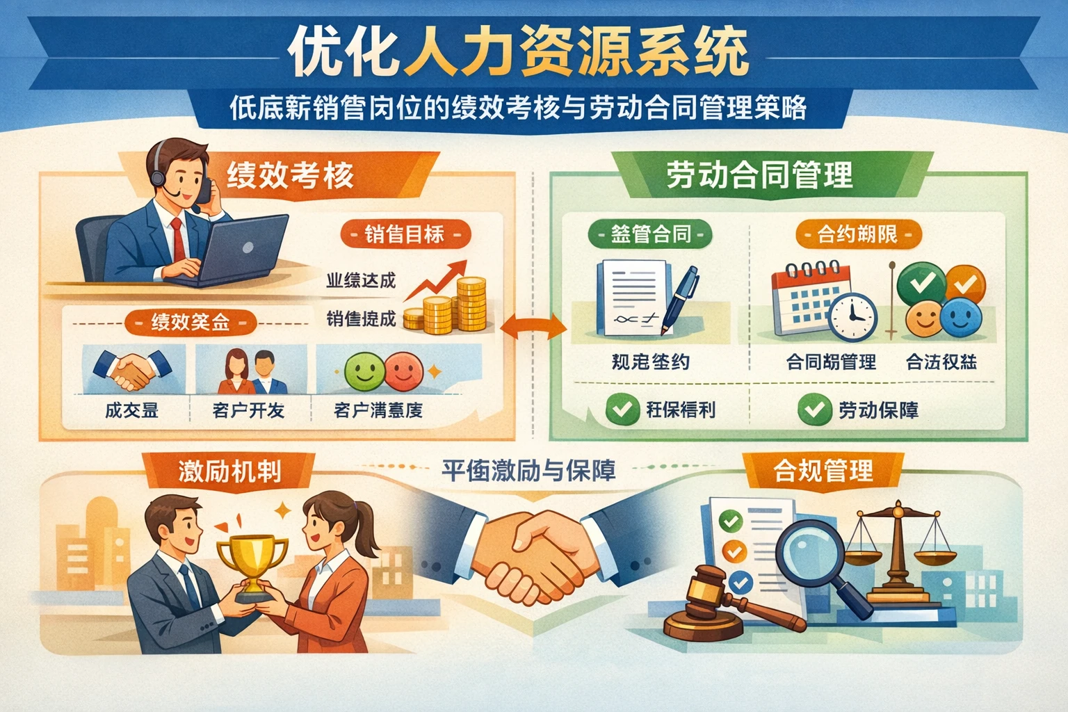 优化人力资源系统：低底薪销售岗位的绩效考核与劳动合同管理策略