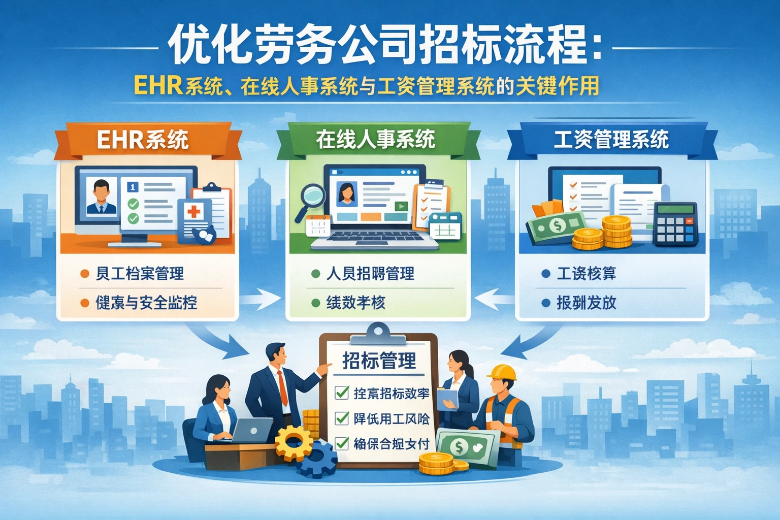 优化劳务公司招标流程：EHR系统、在线人事系统与工资管理系统的关键作用