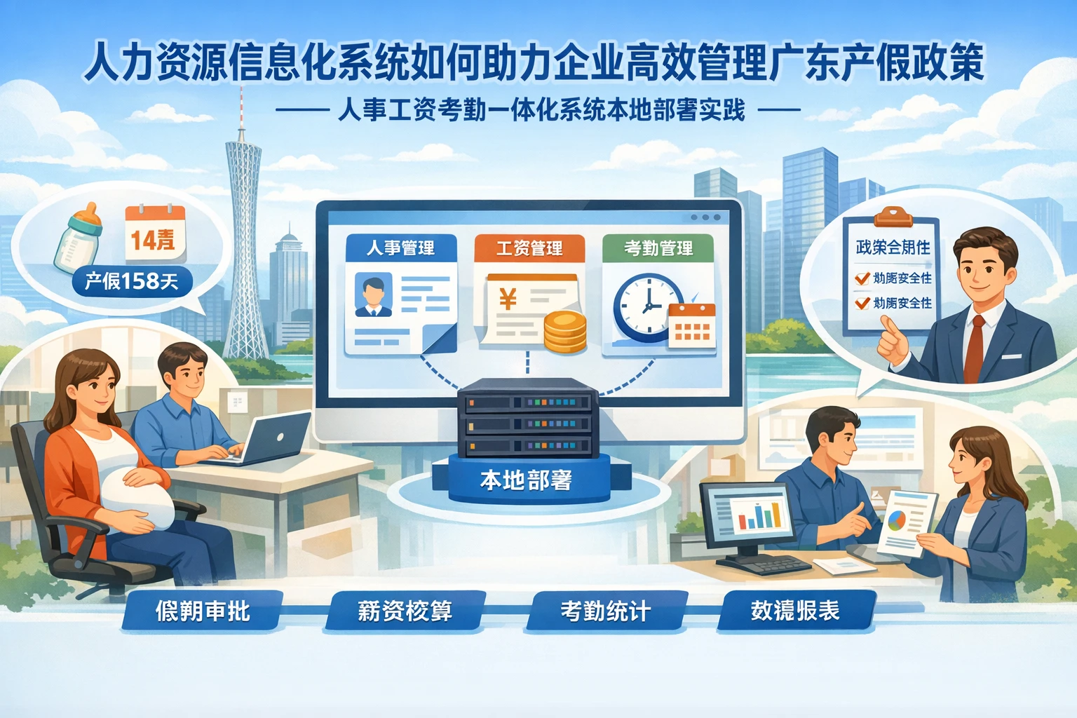 人力资源信息化系统如何助力企业高效管理广东产假政策——人事工资考勤一体化系统本地部署实践