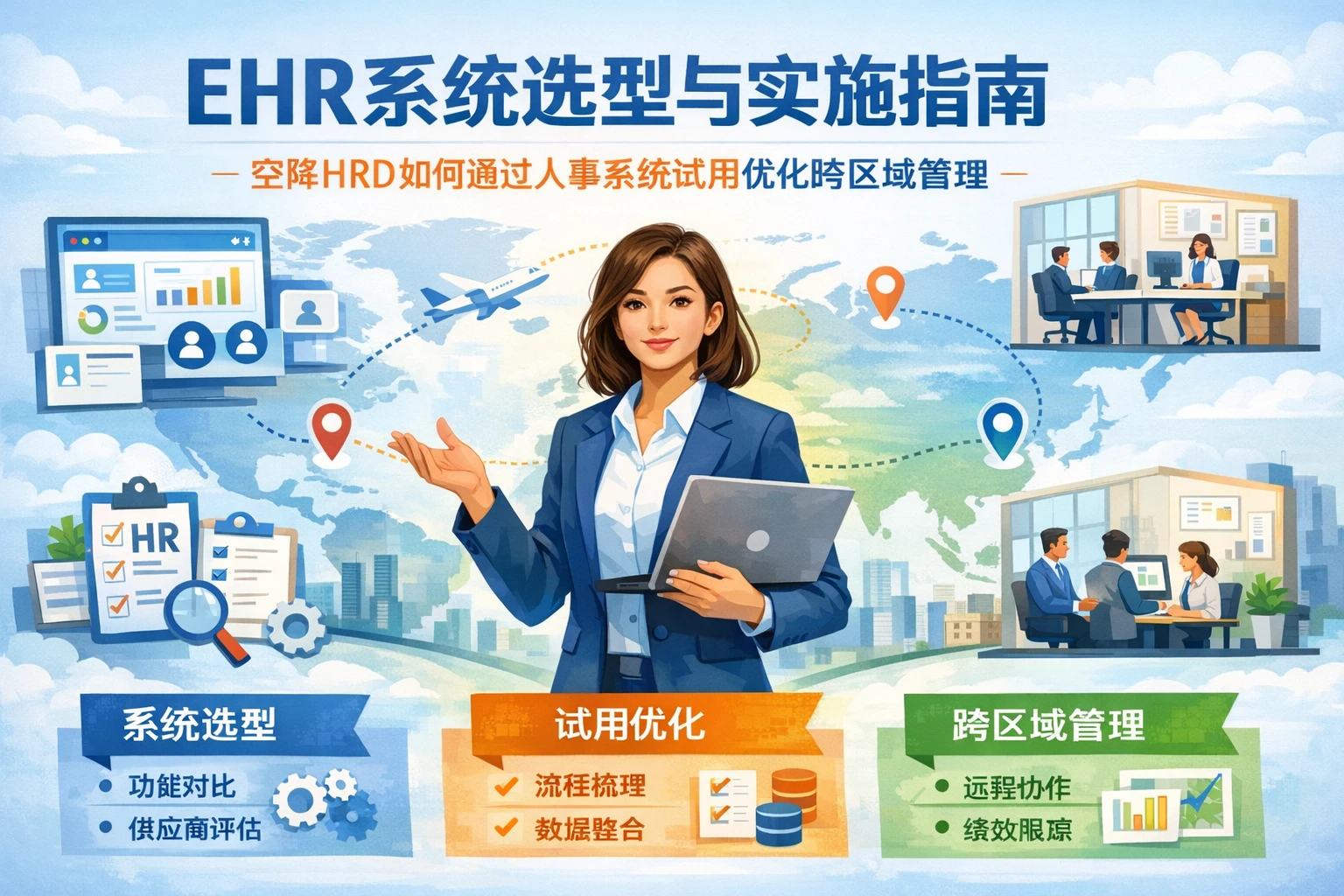 EHR系统选型与实施指南：空降HRD如何通过人事系统试用优化跨区域管理