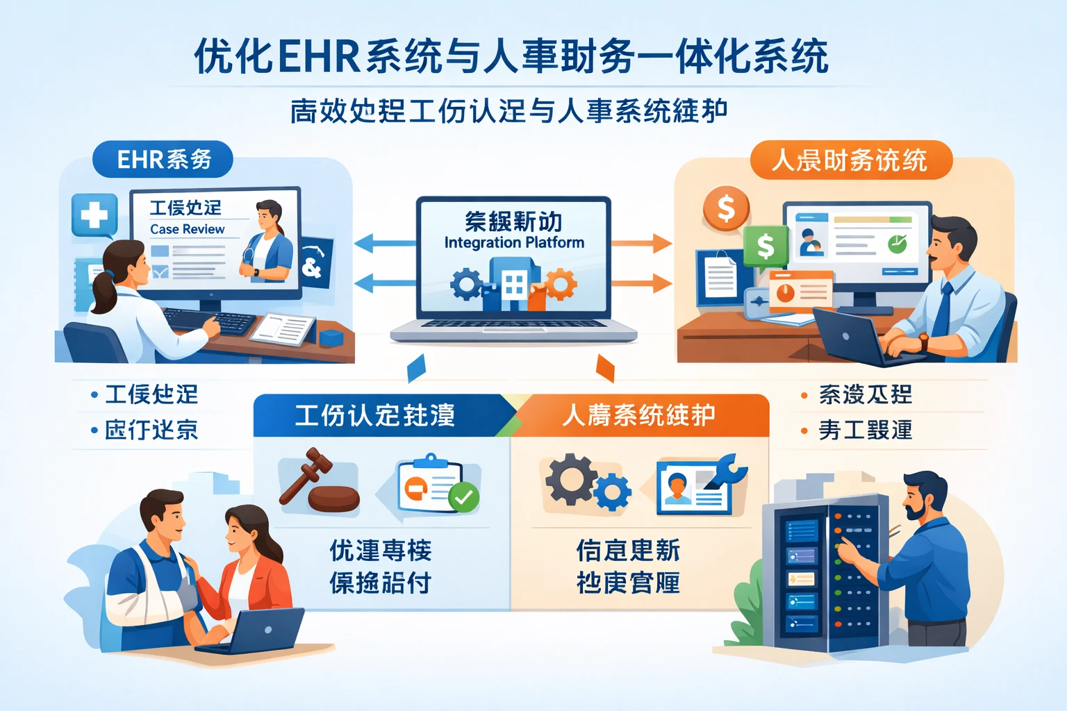 优化EHR系统与人事财务一体化系统，高效处理工伤认定与人事系统维护