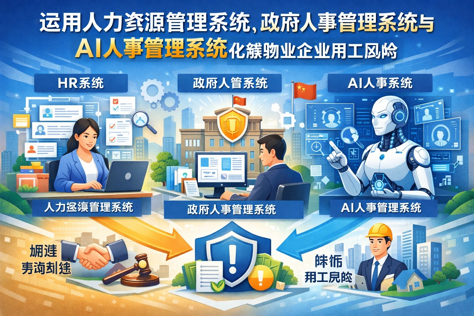 运用人力资源管理系统、政府人事管理系统与AI人事管理系统化解物业企业用工风险