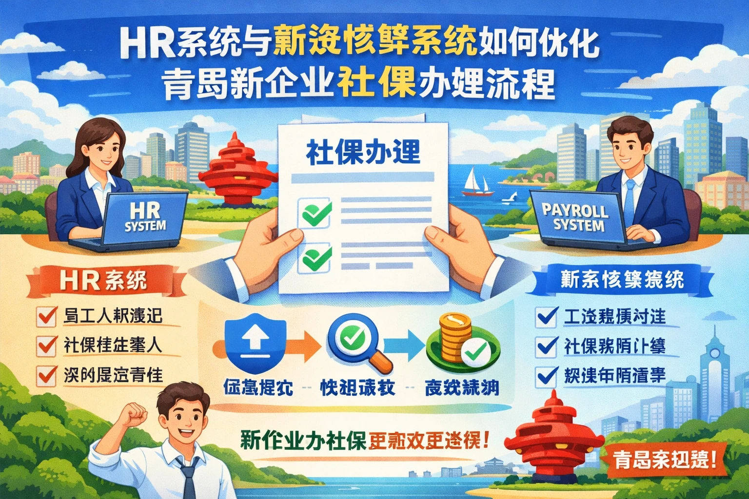 HR系统与薪资核算系统如何优化青岛新企业社保办理流程