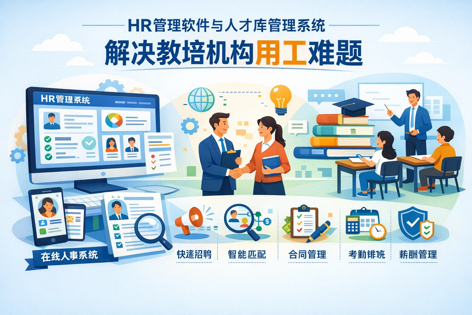 HR管理软件与人才库管理系统如何通过在线人事系统解决教培机构用工难题