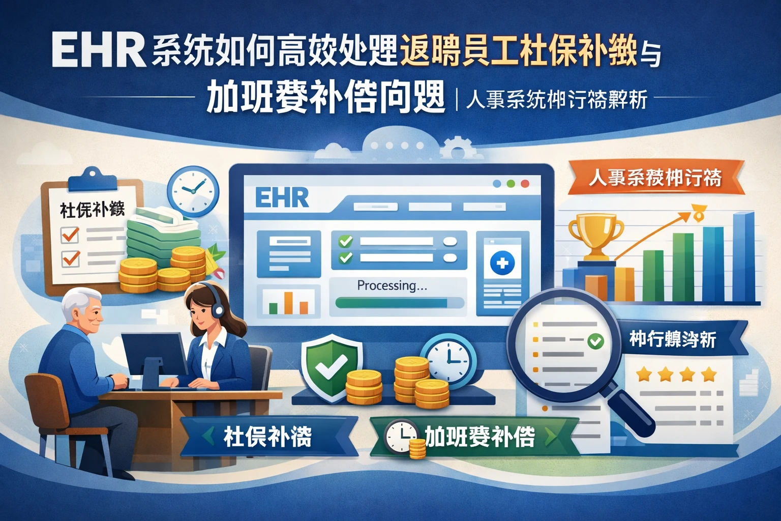 EHR系统如何高效处理返聘员工社保补缴与加班费补偿问题 | 人事系统排行榜解析