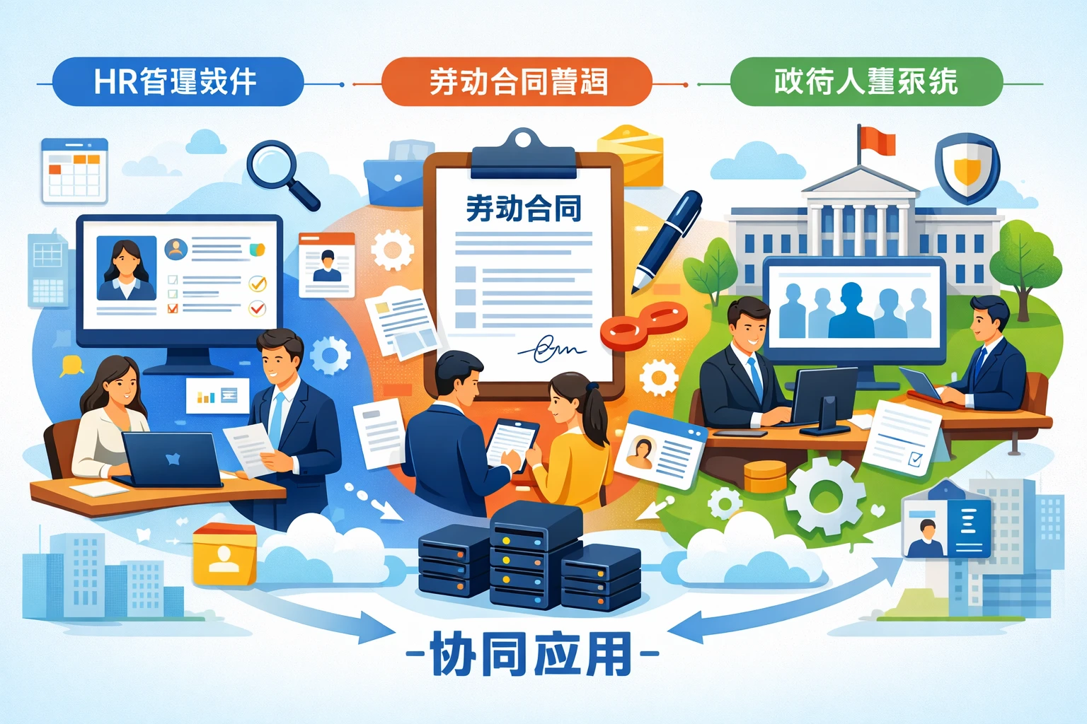 HR管理软件、劳动合同管理系统与政府人事管理系统的协同应用