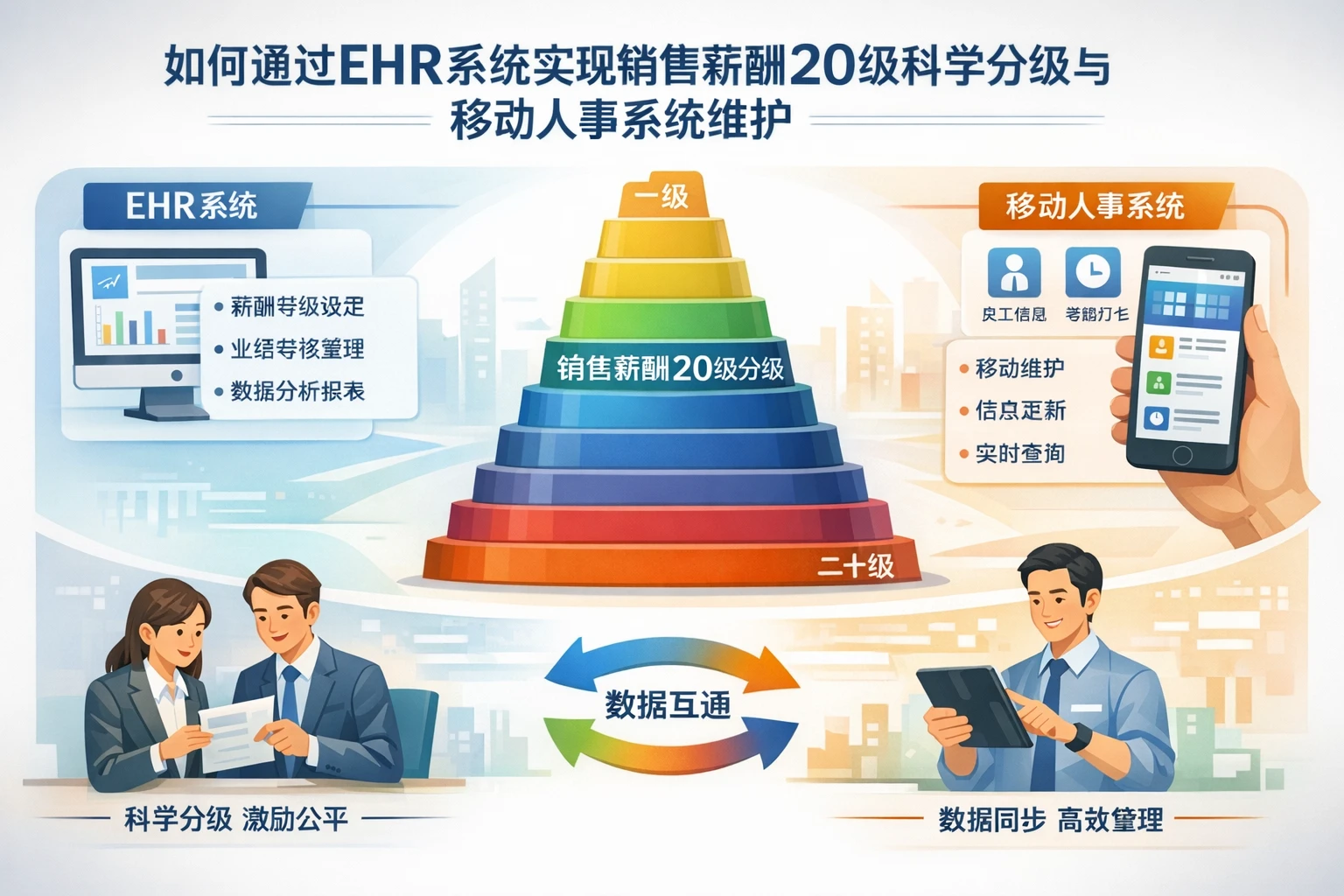 如何通过EHR系统实现销售薪酬20级科学分级与移动人事系统维护