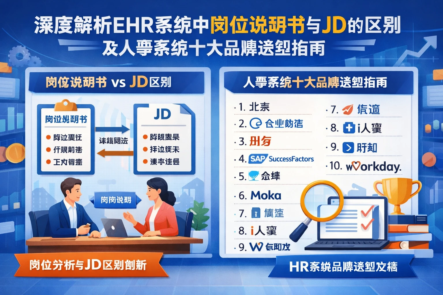 深度解析EHR系统中岗位说明书与JD的区别及人事系统十大品牌选型指南