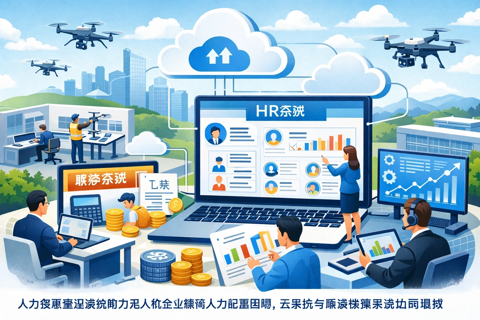 人力资源管理系统助力无人机企业破解人力配置困局，云系统与薪资核算系统协同增效
