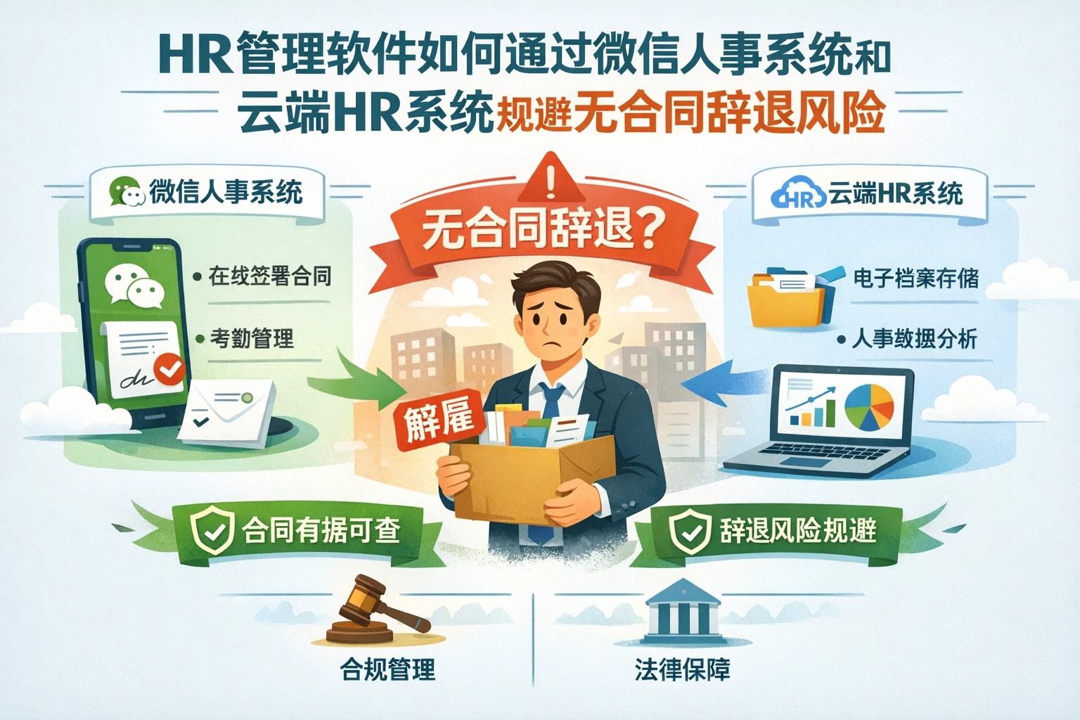 HR管理软件如何通过微信人事系统和云端HR系统规避无合同辞退风险
