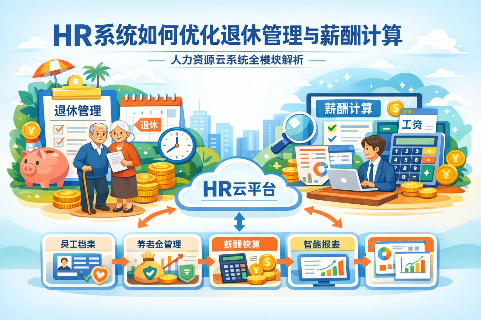 HR系统如何优化退休管理与薪酬计算——人力资源云系统全模块解析