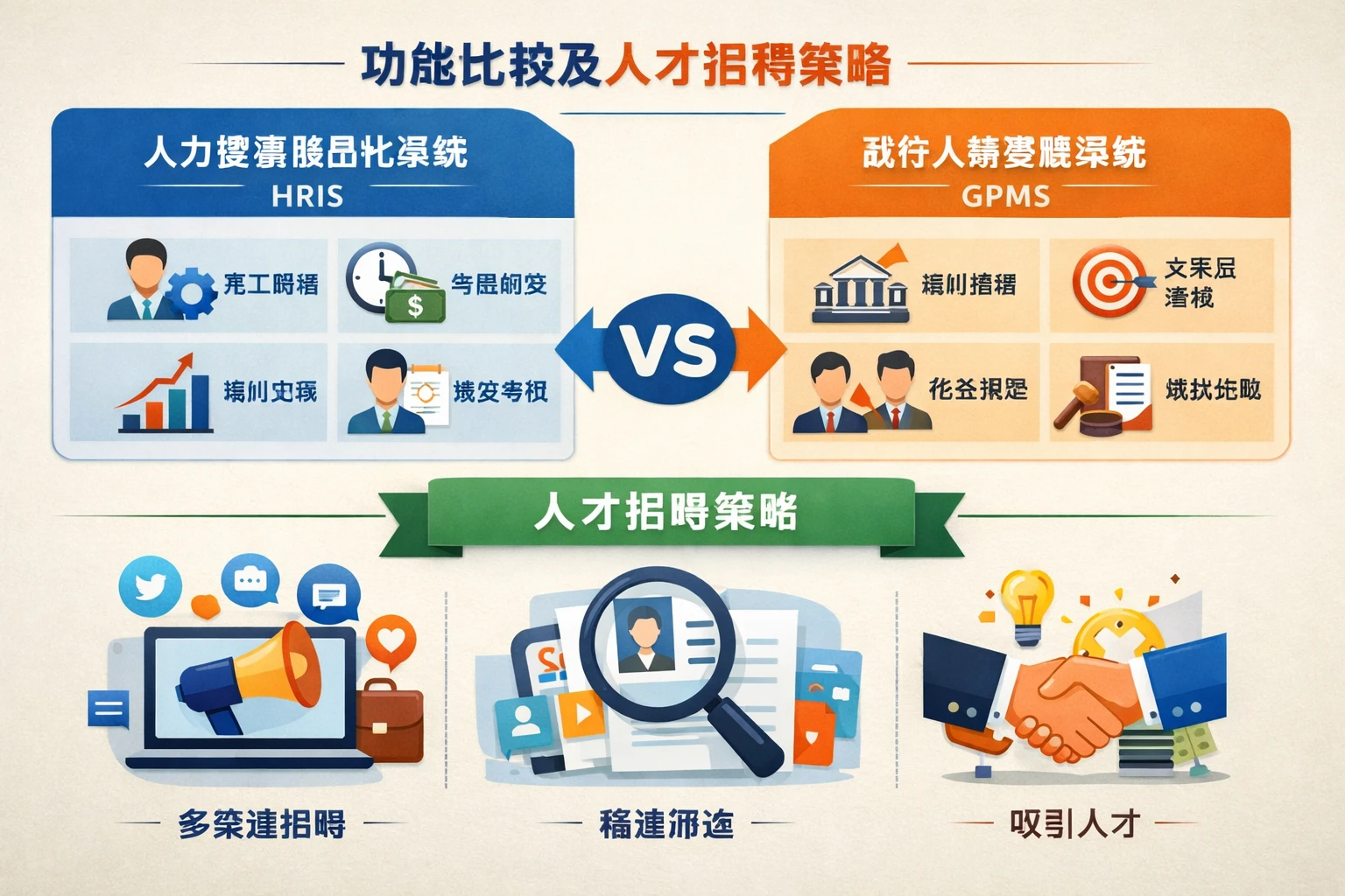 人力资源信息化系统与政府人事管理系统的功能比较及人才招聘策略