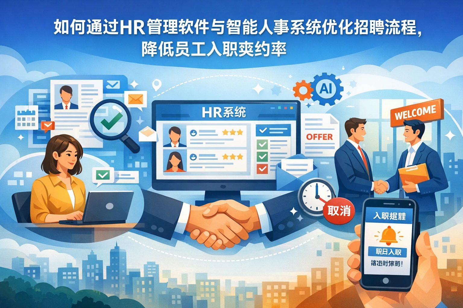 如何通过HR管理软件与智能人事系统优化招聘流程，降低员工入职爽约率
