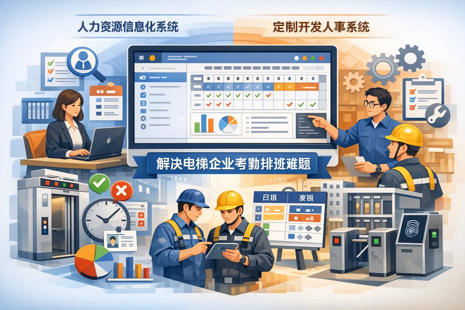 人力资源信息化系统与定制开发人事系统如何解决电梯企业考勤排班难题