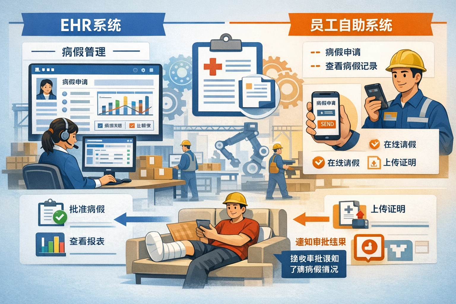 制造业人事系统中EHR系统与员工自助系统在病假管理中的应用