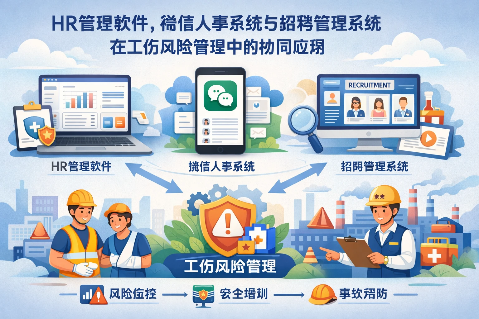 HR管理软件、微信人事系统与招聘管理系统在工伤风险管理中的协同应用