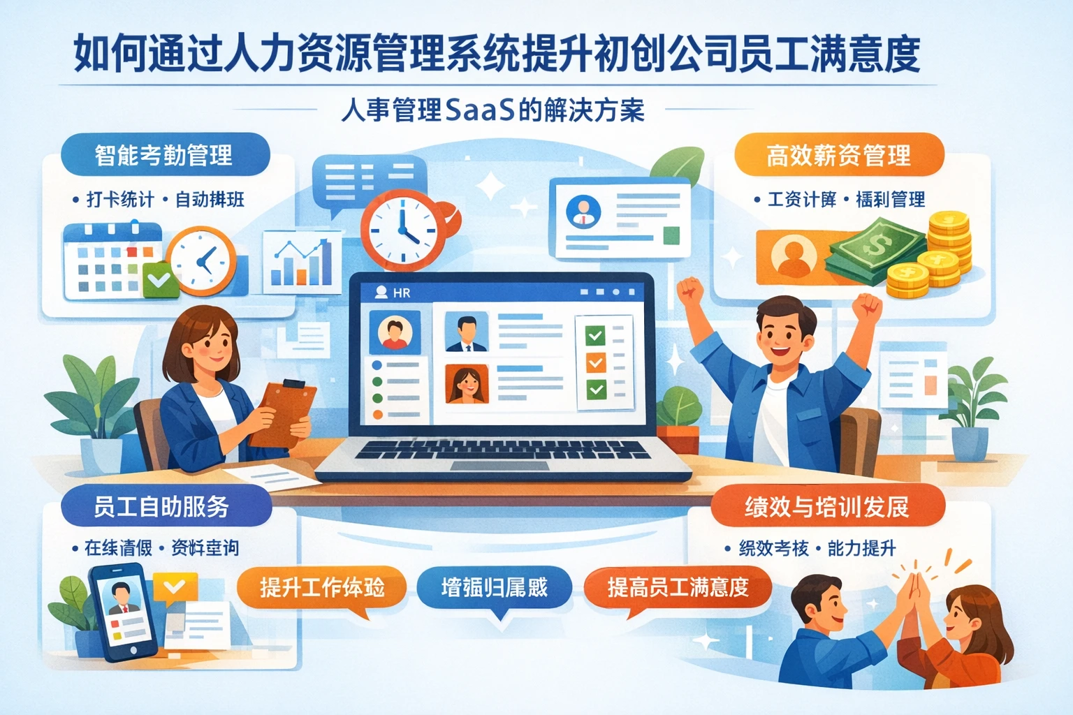 如何通过人力资源管理系统提升初创公司员工满意度：人事管理SaaS的解决方案
