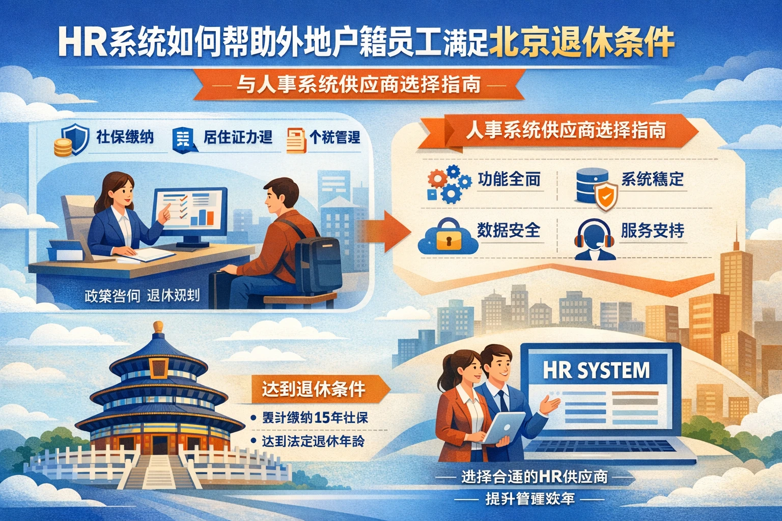 HR系统如何帮助外地户籍员工满足北京退休条件与人事系统供应商选择指南