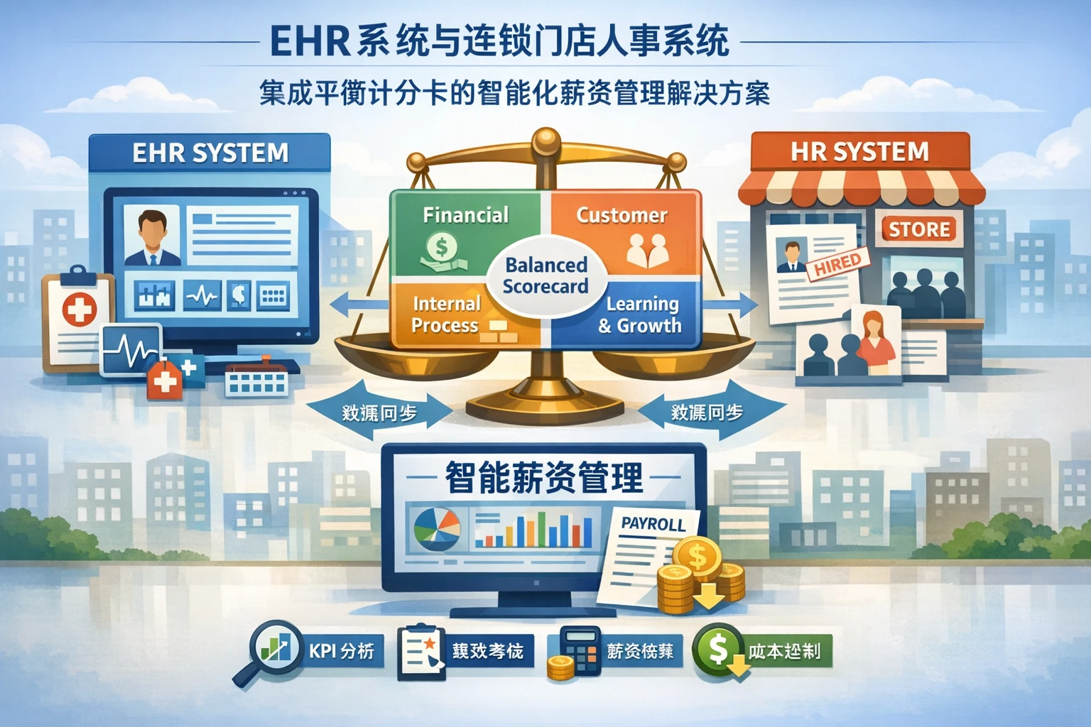 EHR系统与连锁门店人事系统:集成平衡计分卡的智能化薪资管理解决方案