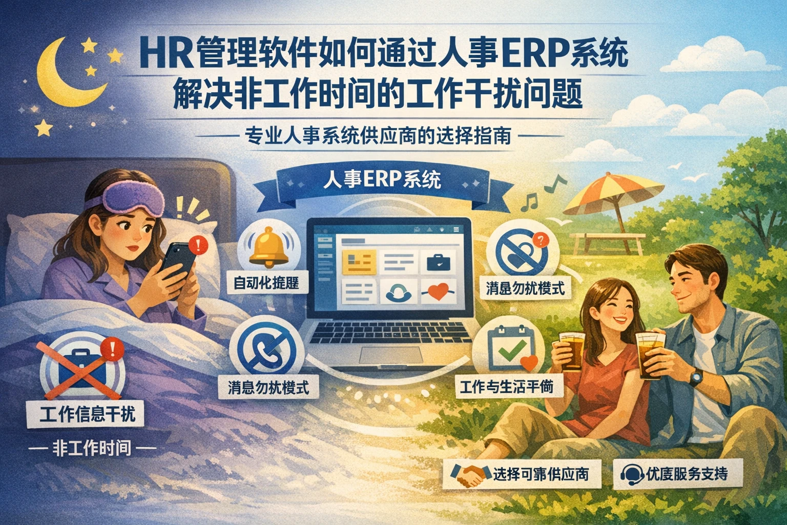 HR管理软件如何通过人事ERP系统解决非工作时间的工作干扰问题 - 专业人事系统供应商的选择指南