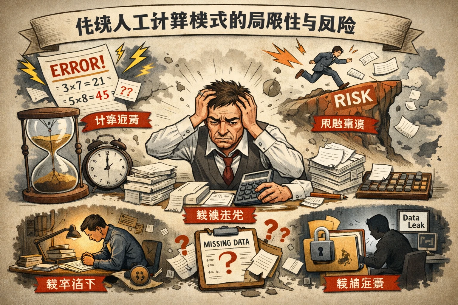 传统人工计算模式的局限性与风险