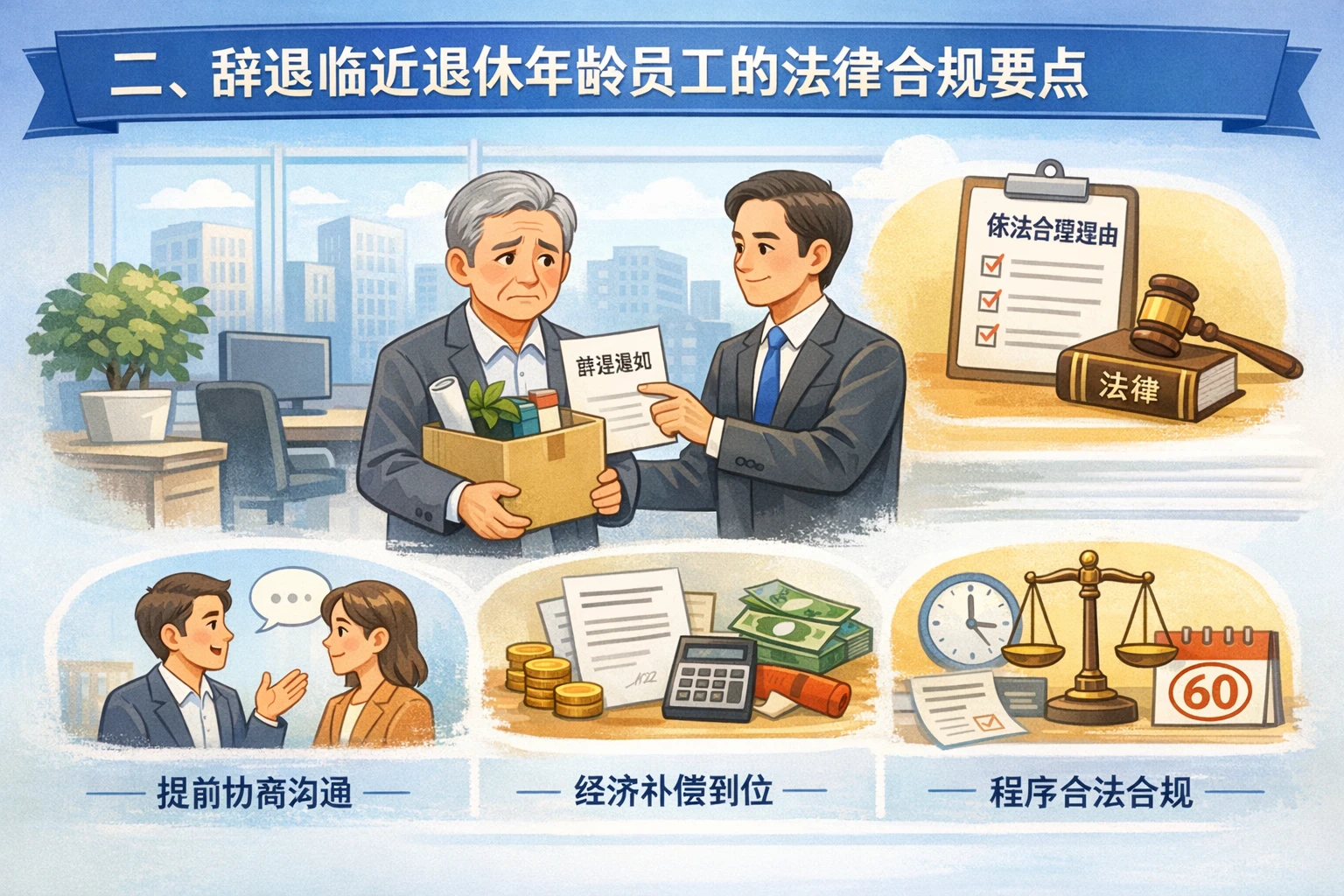 二、辞退临近退休年龄员工的法律合规要点
