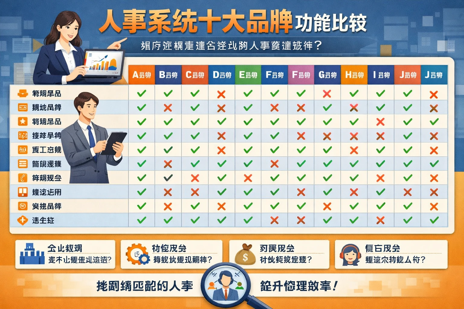 人事系统十大品牌功能比较：如何选择最适合企业的人事管理软件