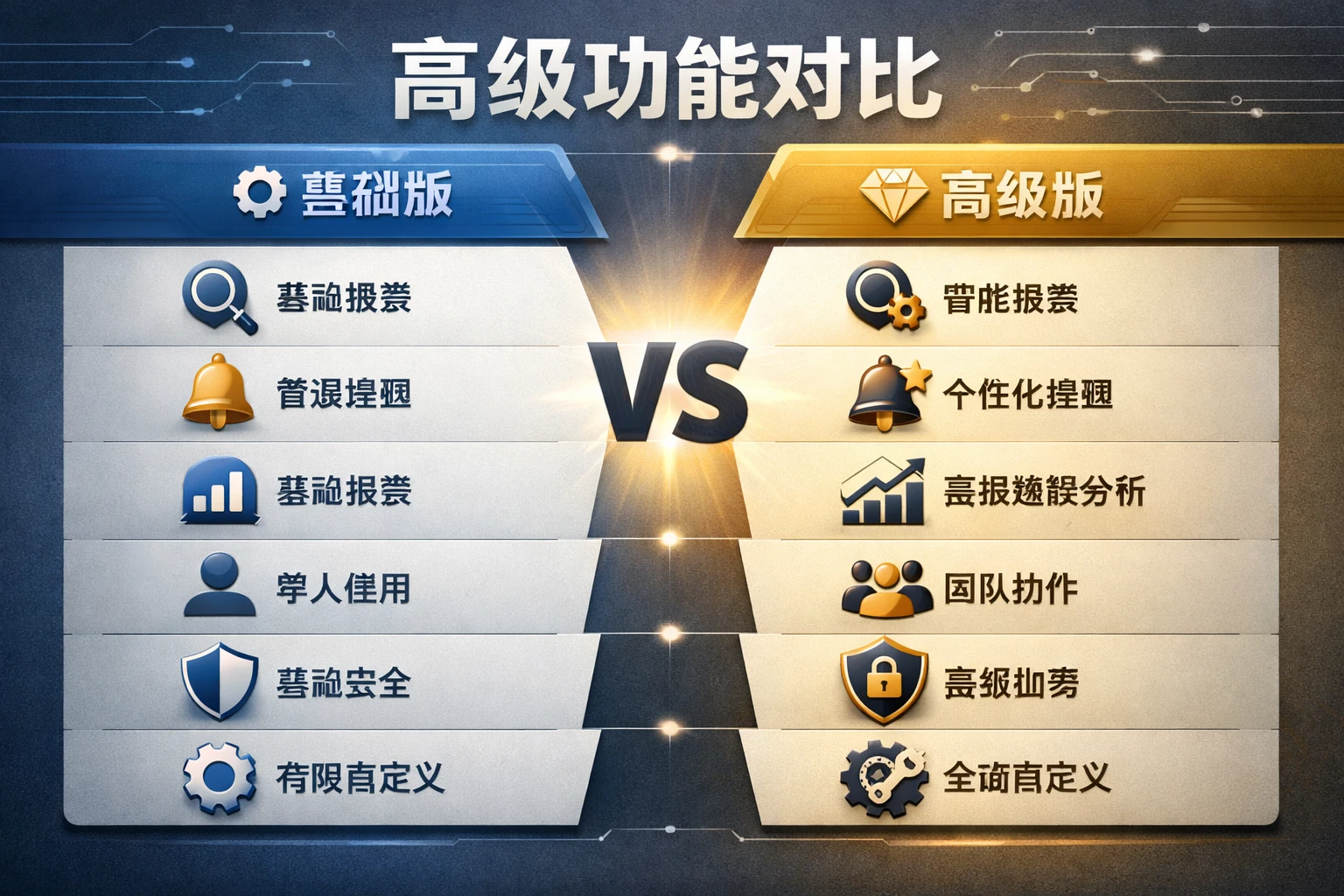 高级功能对比