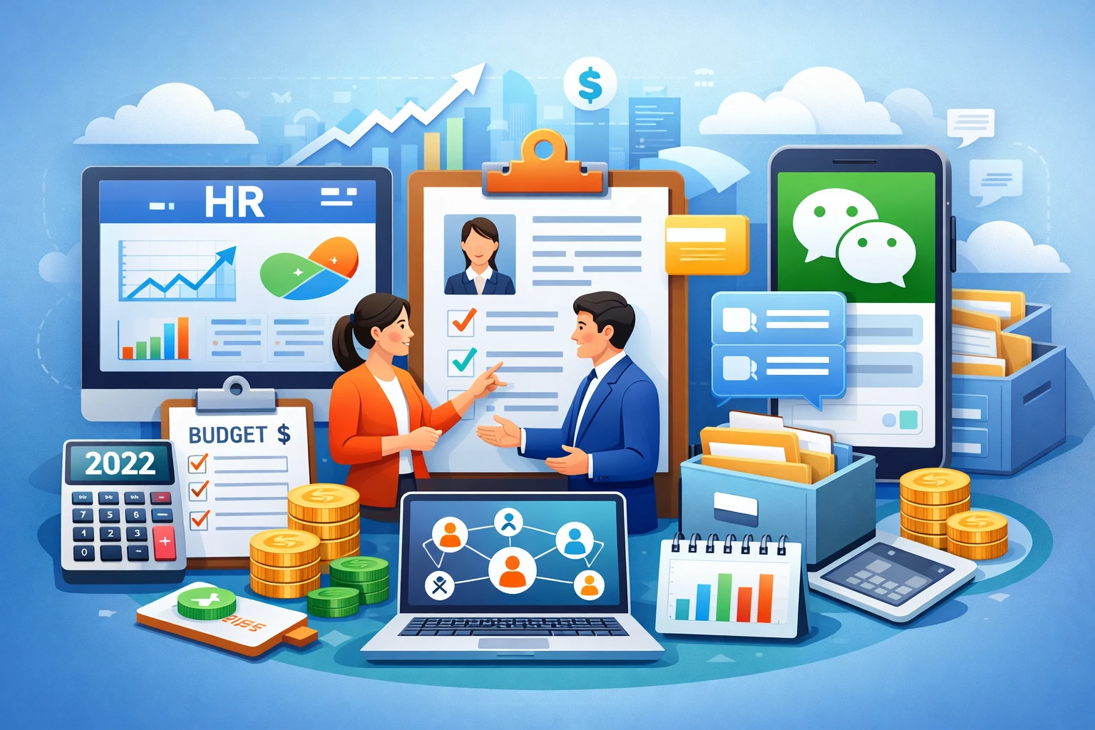 人力资源软件助力企业人力成本年度预算，微信人事系统与人事档案管理系统的协同价值