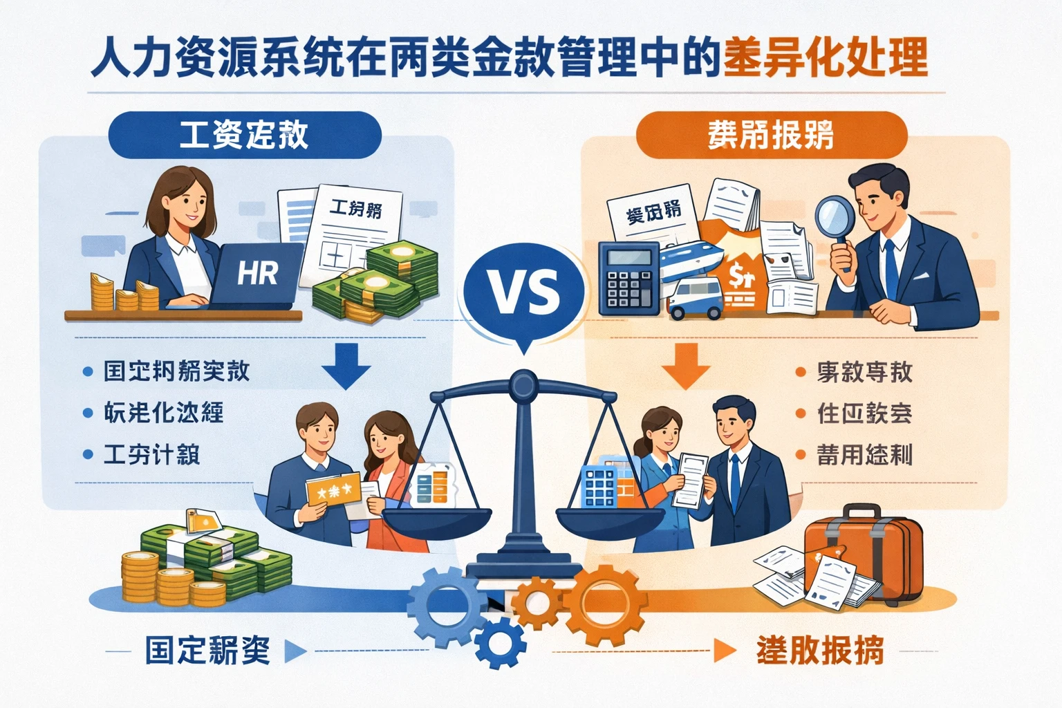 人力资源系统在两类金款管理中的差异化处理