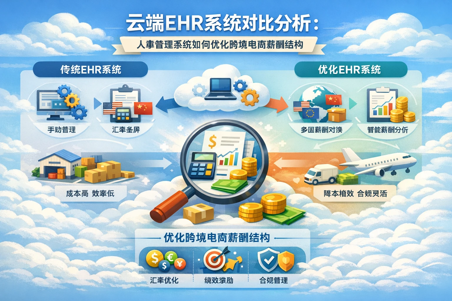 云端ehr系统对比分析：人事管理系统如何优化跨境电商薪酬结构