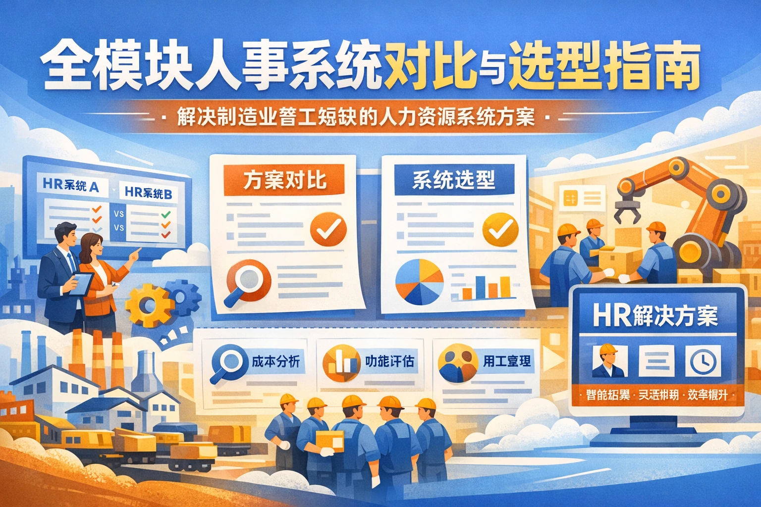 全模块人事系统对比与选型指南：解决制造业普工短缺的人力资源系统方案
