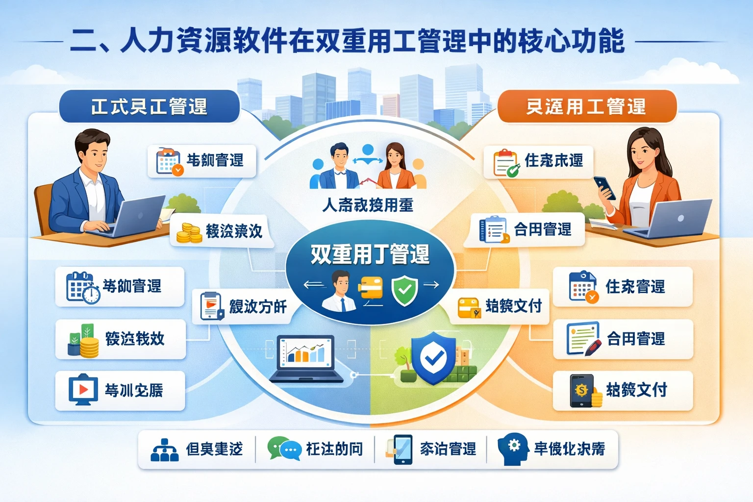 二、人力资源软件在双重用工管理中的核心功能